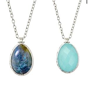 Stella & Dot Sanibel Reversible Adjustable Quartzite Gemstone Pendant Necklace